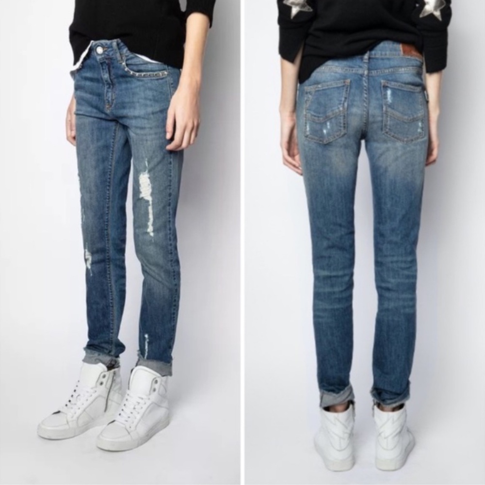 Zadig and voltaire Eva studded Slim straight leg jeans
